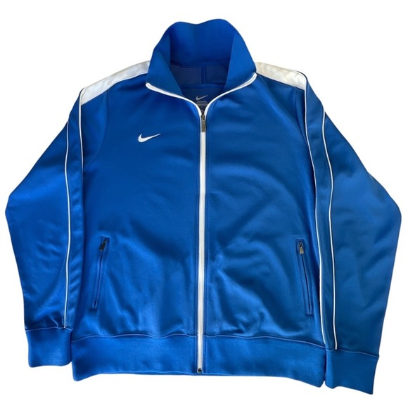 Nike Mens Track Suit Zip Up Jacket Royal Blue Large Athletic Polyester Top N98 - Picture 1 of 11